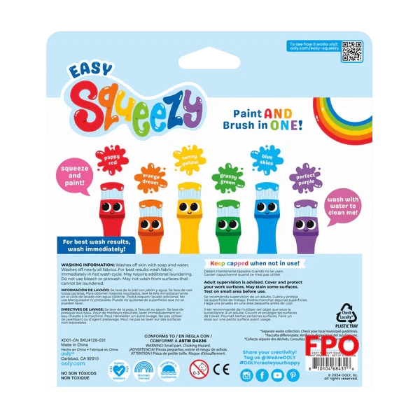 Ooly Toys Easy Squeezy: Squeezable Poster Paint Brushes
