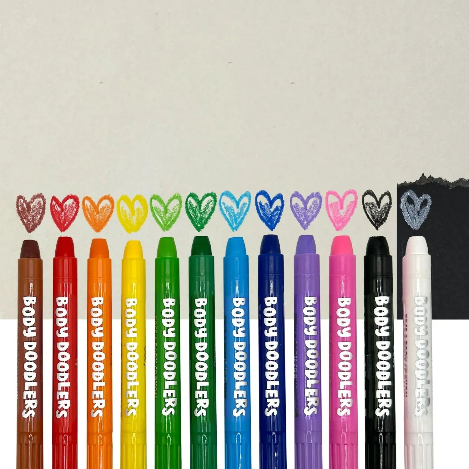 Ooly Face & Body Doodlers Crayons set with colorful crayons for creative face and body art, designed for kids' fun and artistic expression.