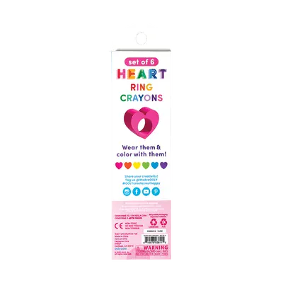 Ooly Toys Heart Ring Crayons - Set of 6