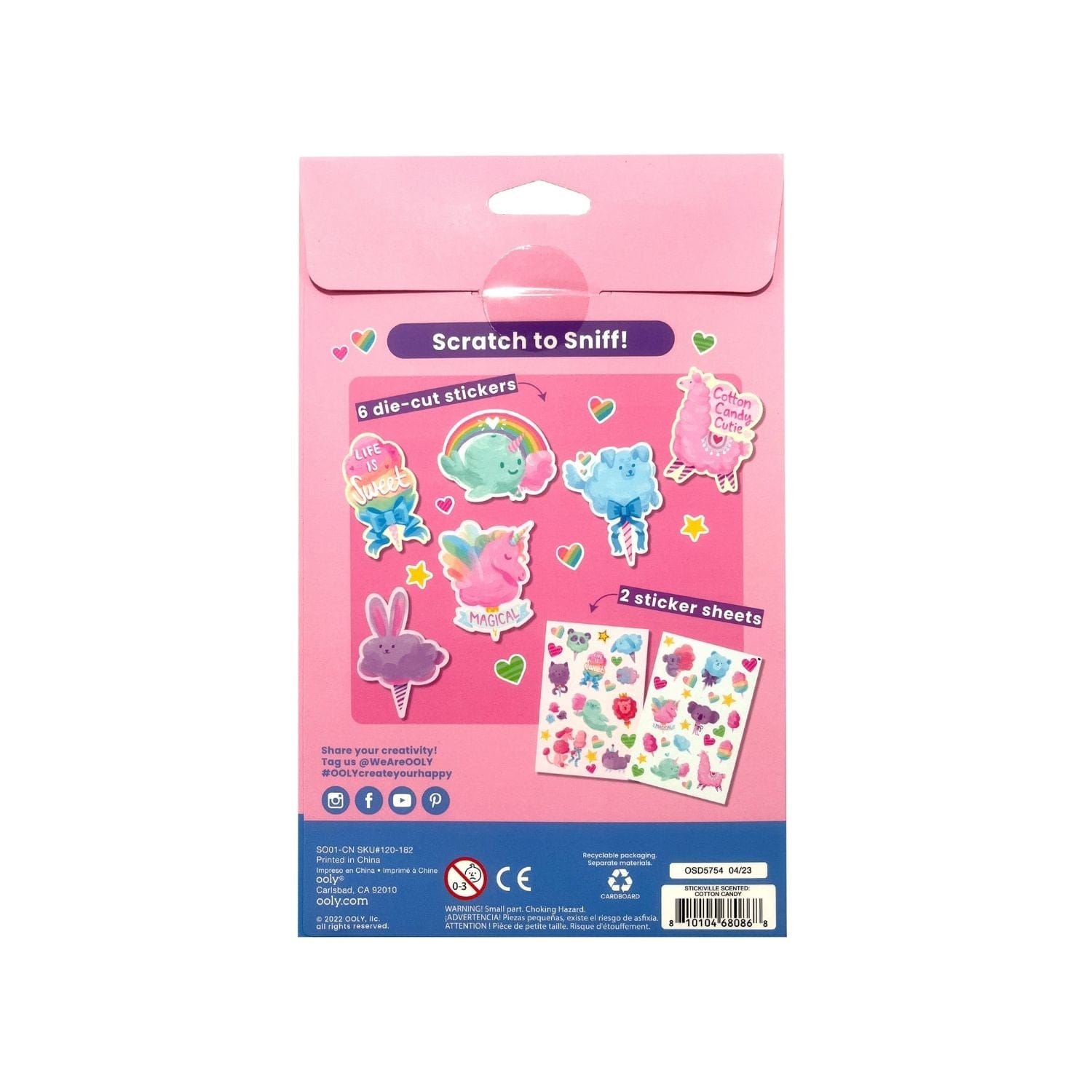 Ooly Toys Stickiville Fluffy Cotton Candy Scented Stickers