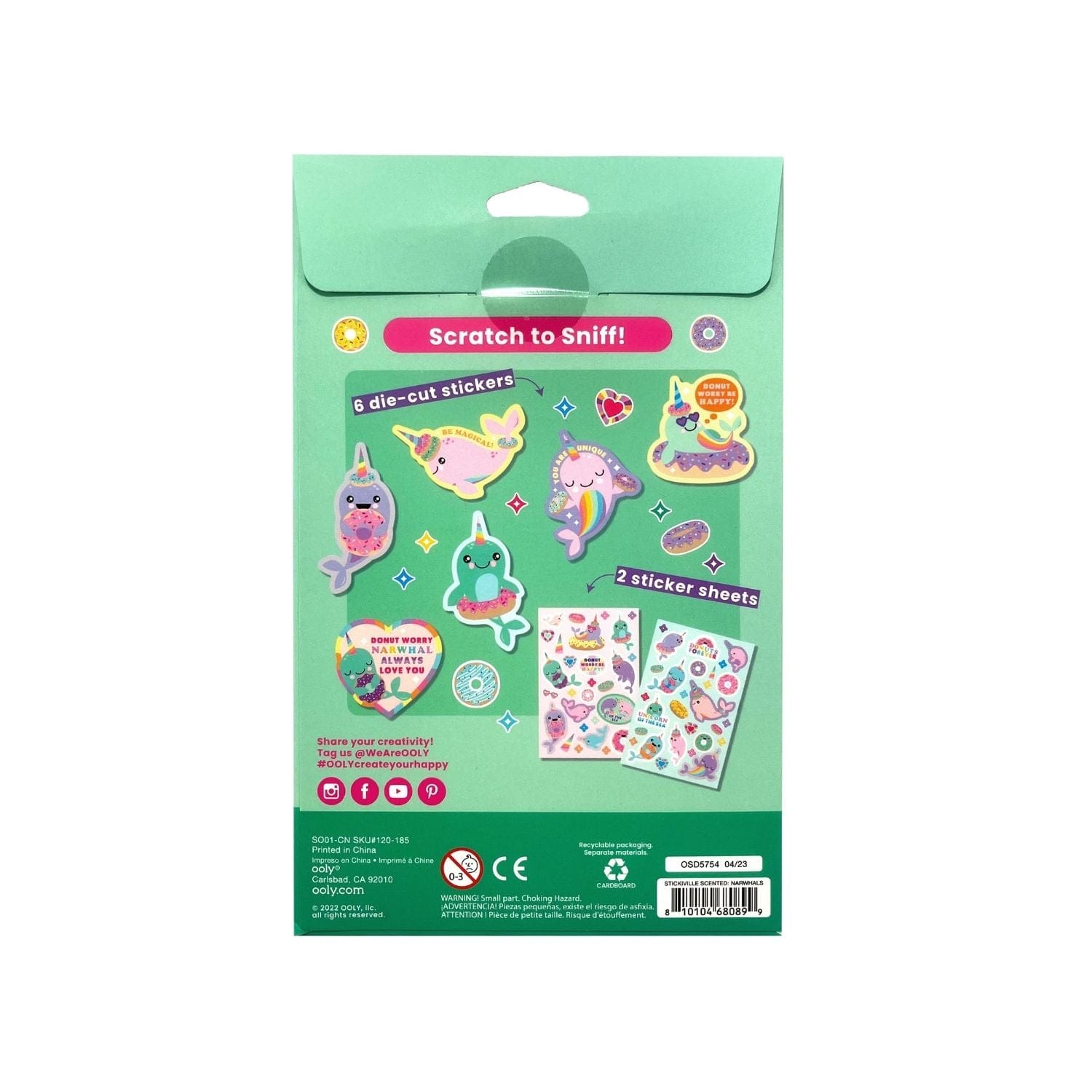 Ooly Toys Stickiville Nom Nom Narwhals Scented Stickers