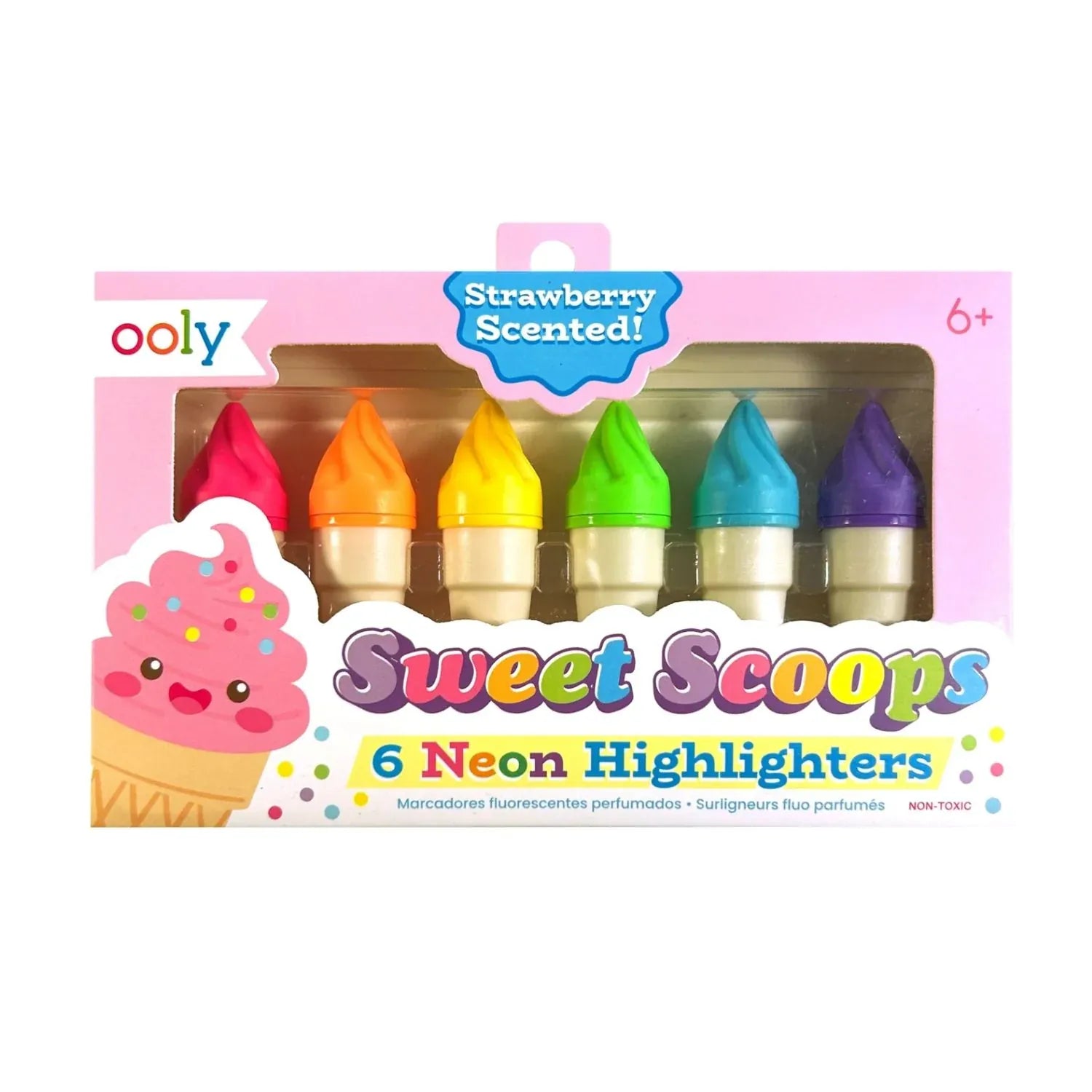 Ooly Toys Sweet Scoops Neon Highlighters - Strawberry Scent