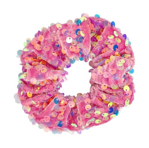Pink Poppy Accessory Hair Sequin Velvet Hair Scrunchie