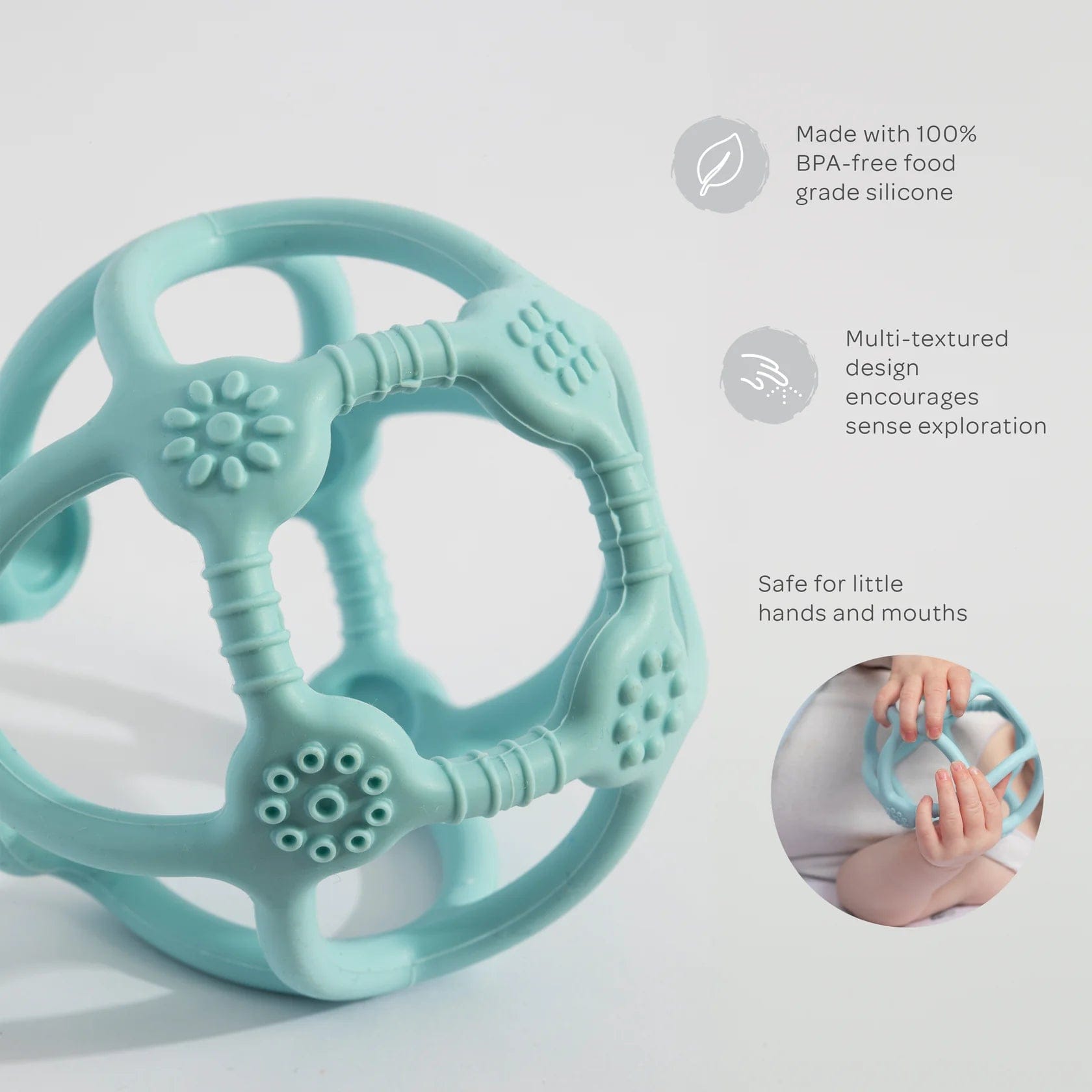 Playground Baby Care Silicone Teething Ball - Light Blue