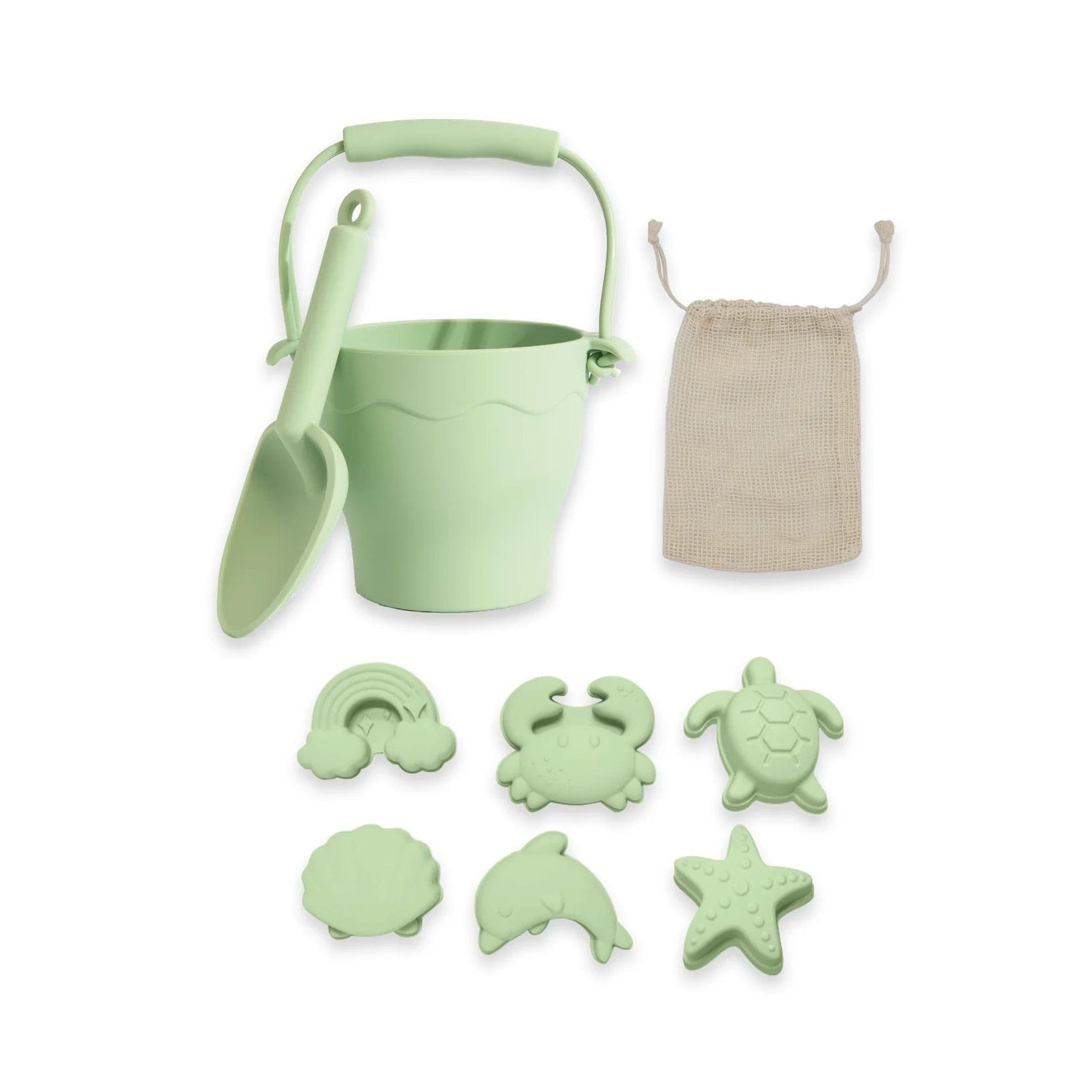 Playground Toys Light Sage Silicone 8pc Bucket Set