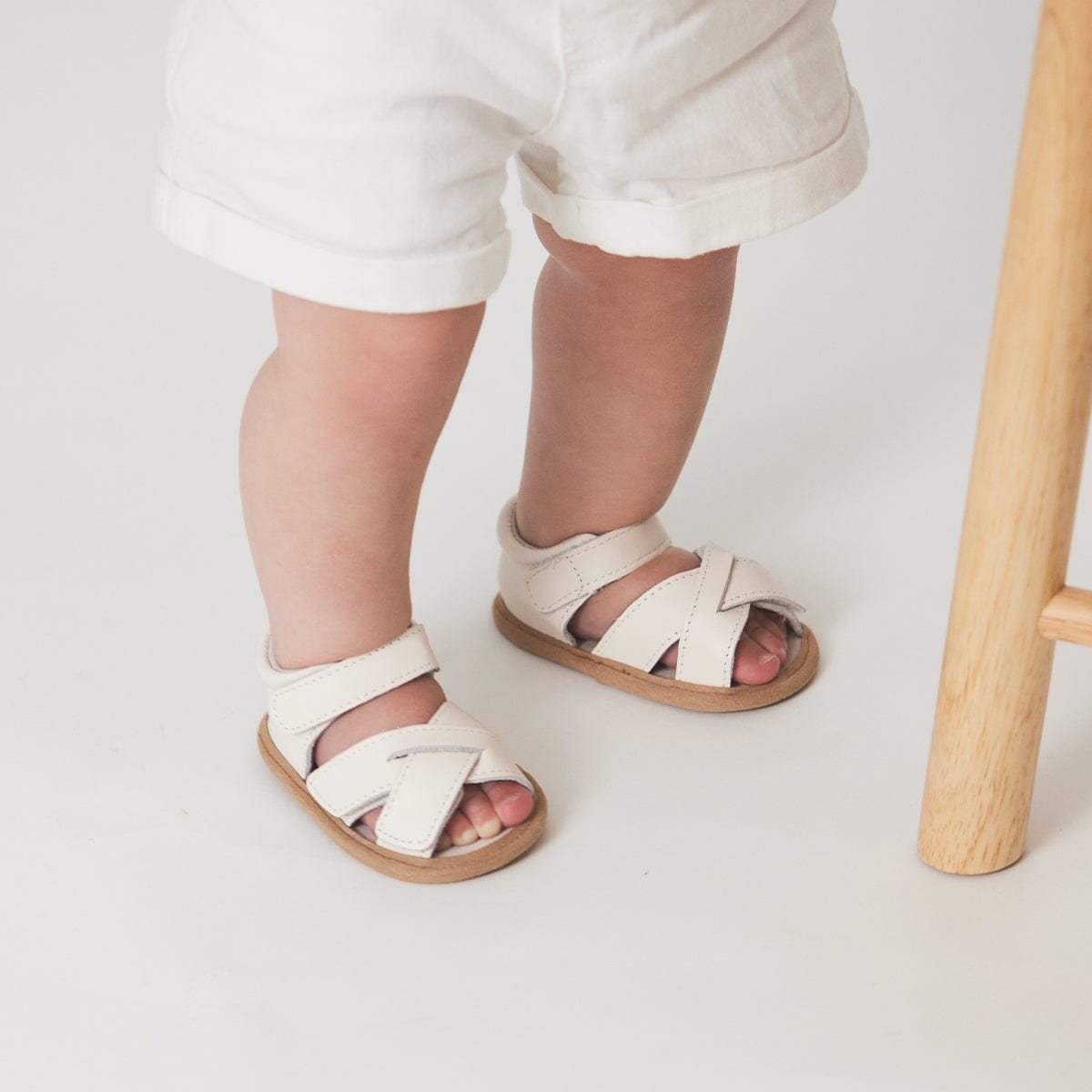 Pretty Brave Baby Shoes Criss-Cross Sandal in Stone