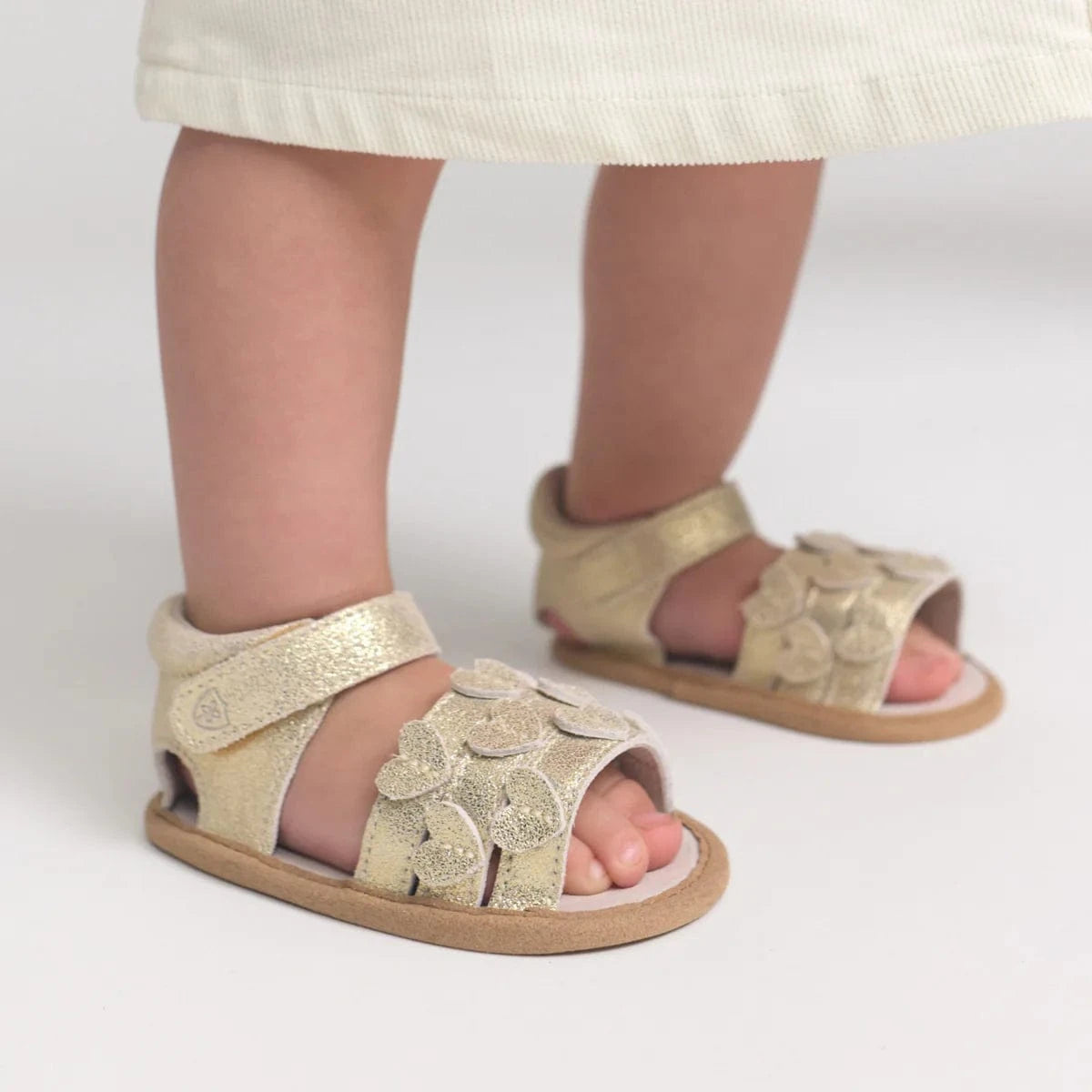 Pretty Brave Baby Shoes Hearts Sandal Gold Sparkle