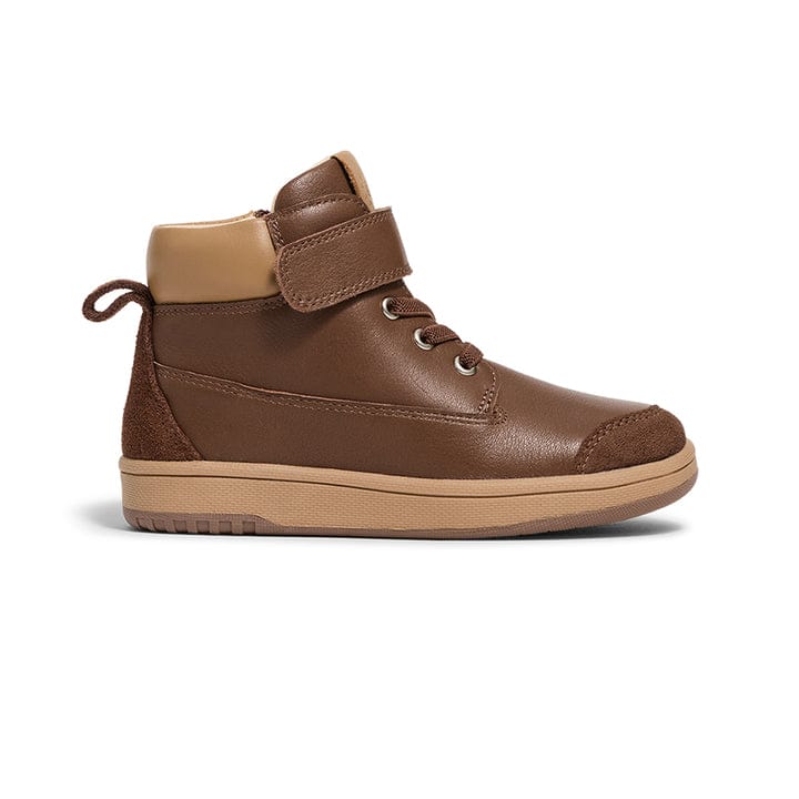 Pretty Brave Corey Chocolate Boys Shoes Boot with sturdy sole and ankle support, perfect for kids' casual wear.