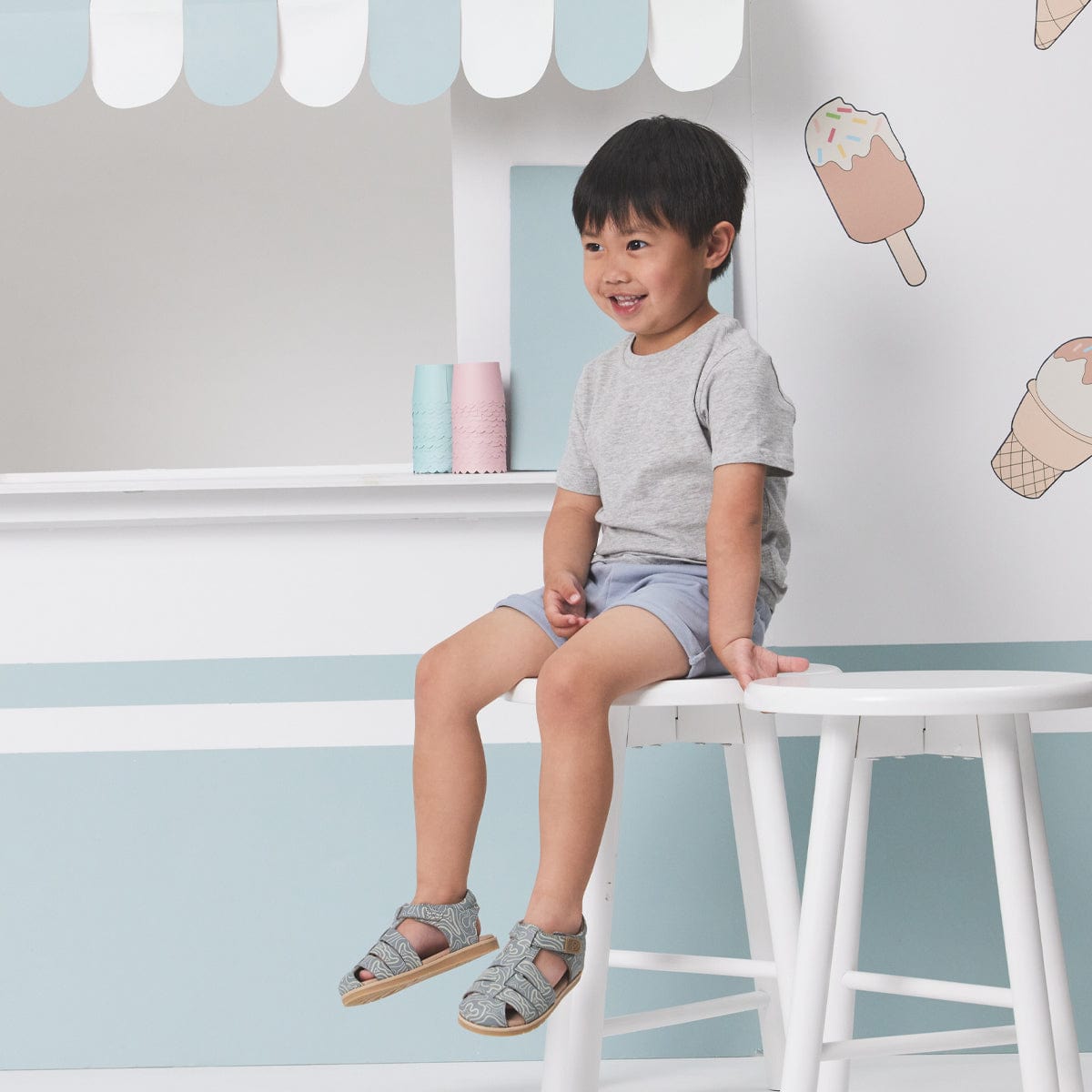 Pretty Brave Boys Shoes Rocco Sandal in Blue Ripple