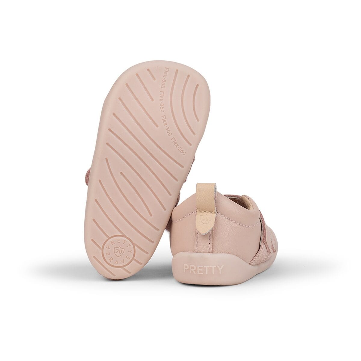 Pretty Brave girls' shoes in dusky pink, featuring a comfortable and stylish design ideal for young children.