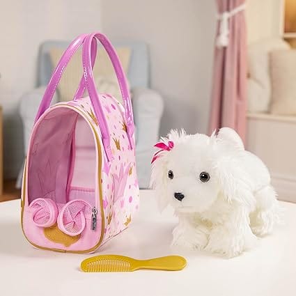 Pucci Pups Toys Pucci Pup Maltese with Pink Crown Glam Bag