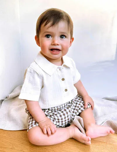 Purebaby Boys Onesie Gingham Set
