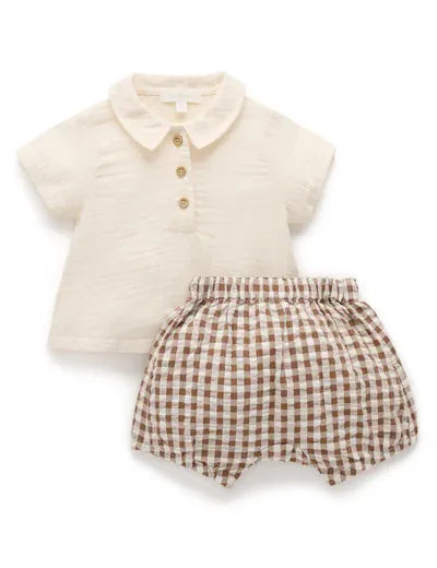 Purebaby Boys Onesie Gingham Set