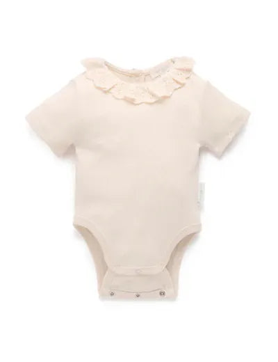 Purebaby Girls Dress Pointelle Ruffle Bodysuit