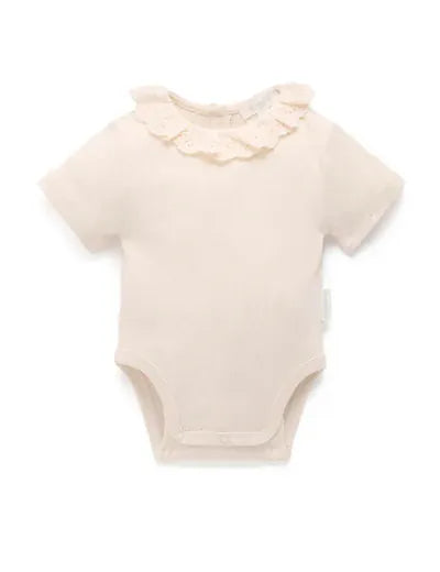 Purebaby Girls Dress Pointelle Ruffle Bodysuit