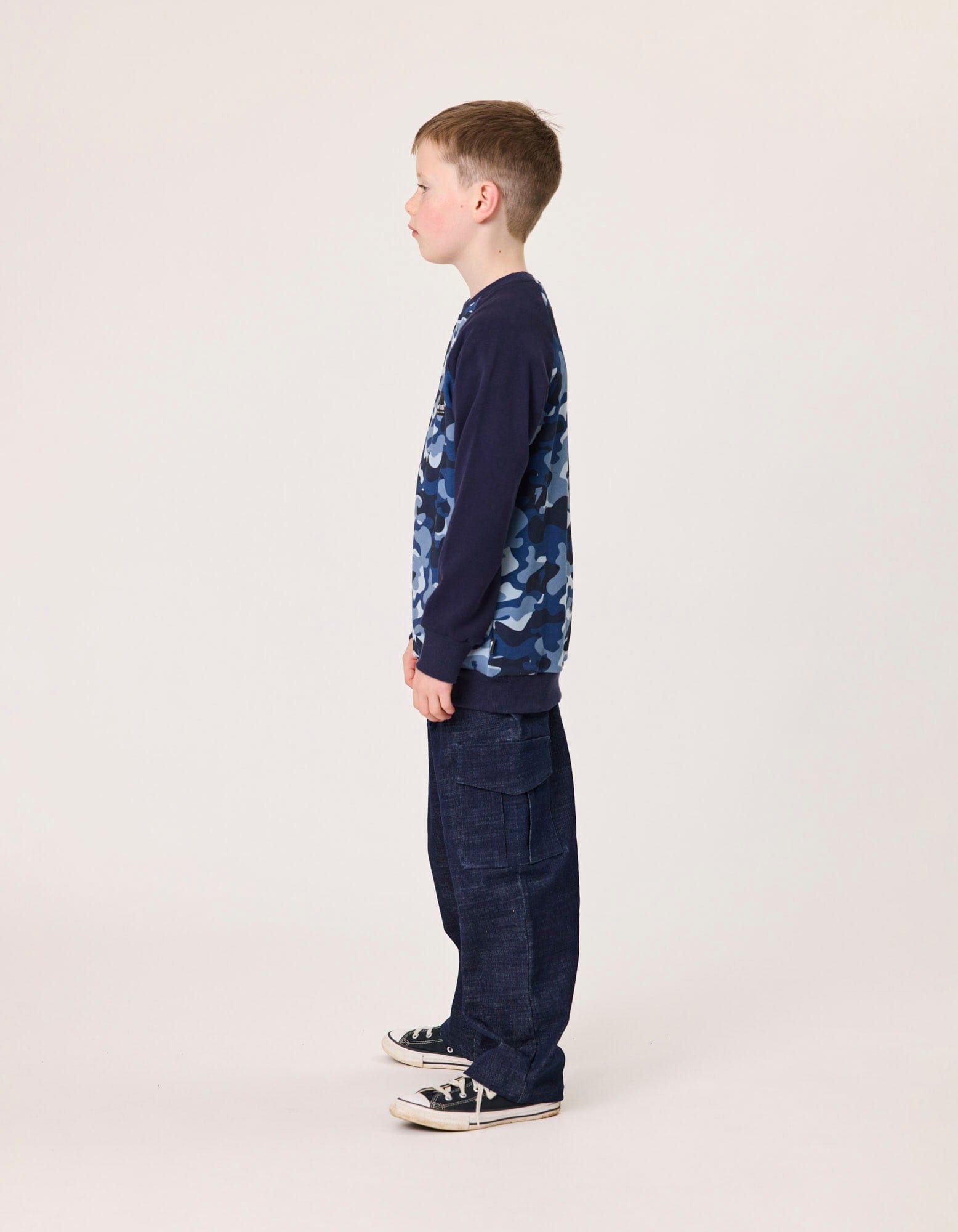 Radicool Dude Boys Jumper Blue Camo Raglan Crew