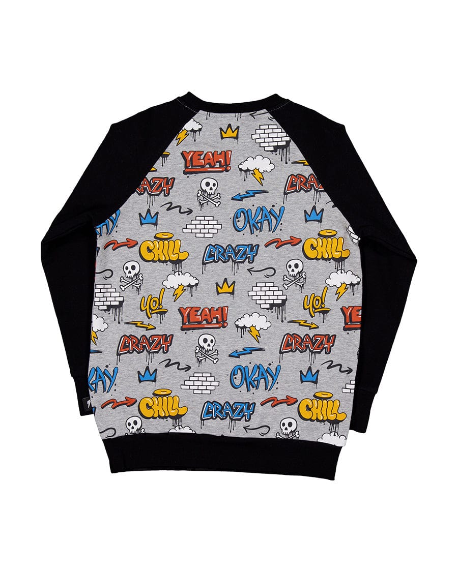 Radicool Dude Boys Jumper Graffiti Raglan Crew
