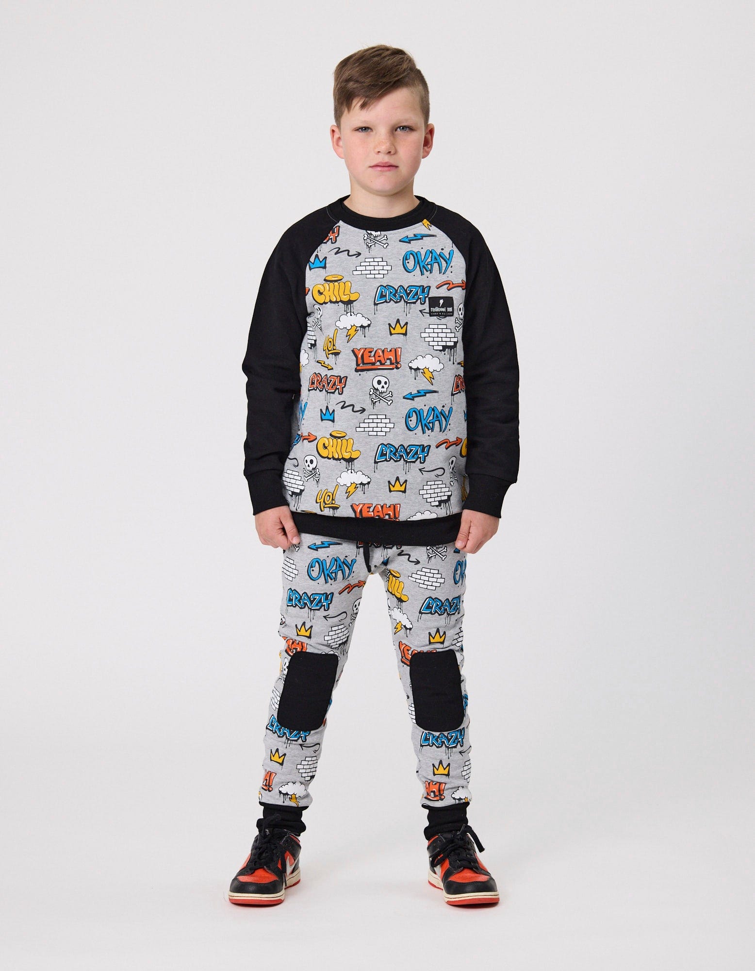 Radicool Dude Boys Jumper Graffiti Raglan Crew