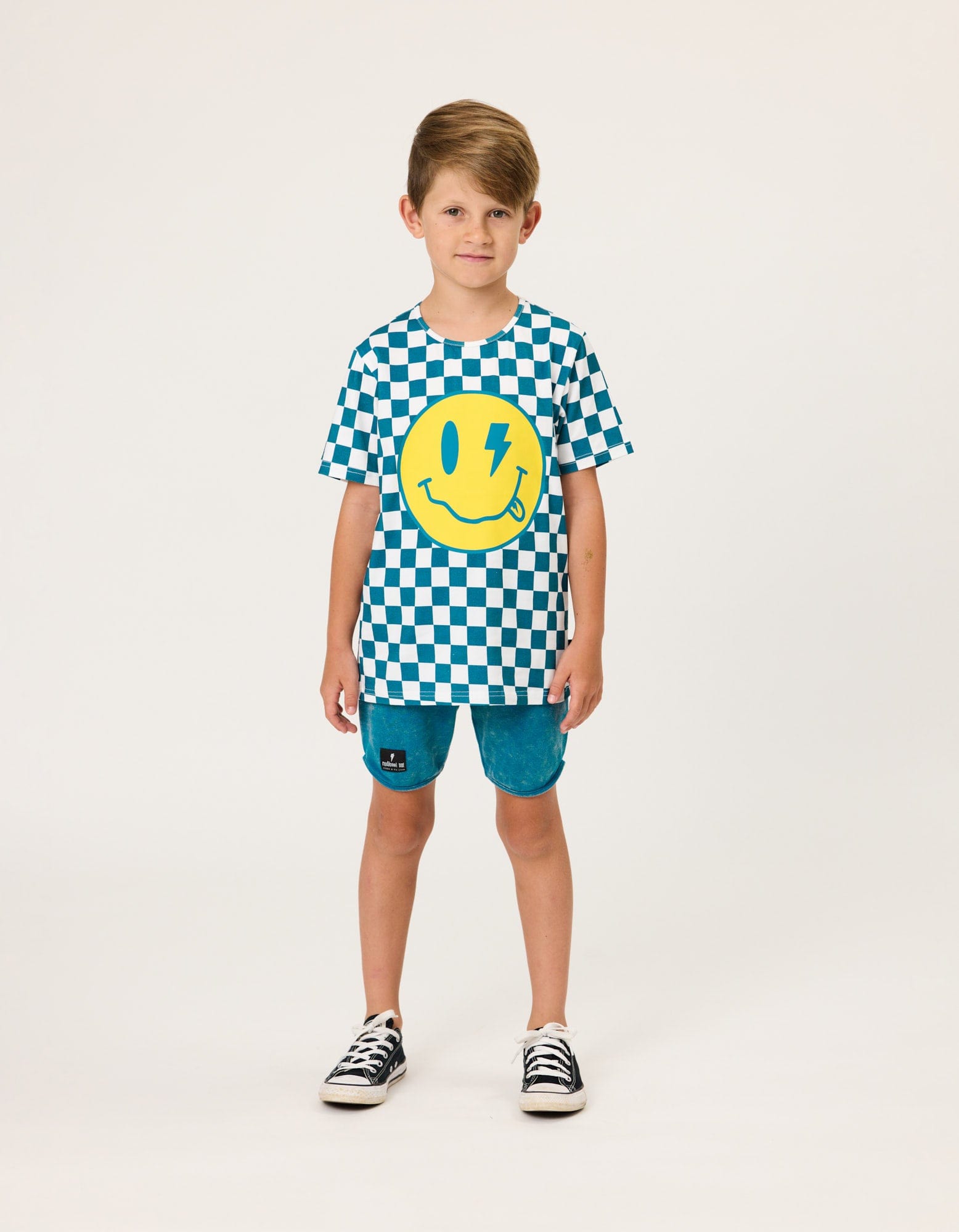 Radicool Dude Boys Tops Smiley Chequerboard Tee