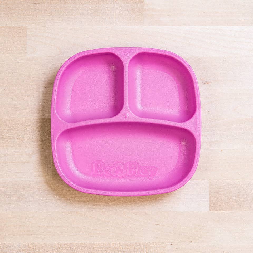 Re-Play Accessory Feeding Re-Play Divided Plate - Bright Pink