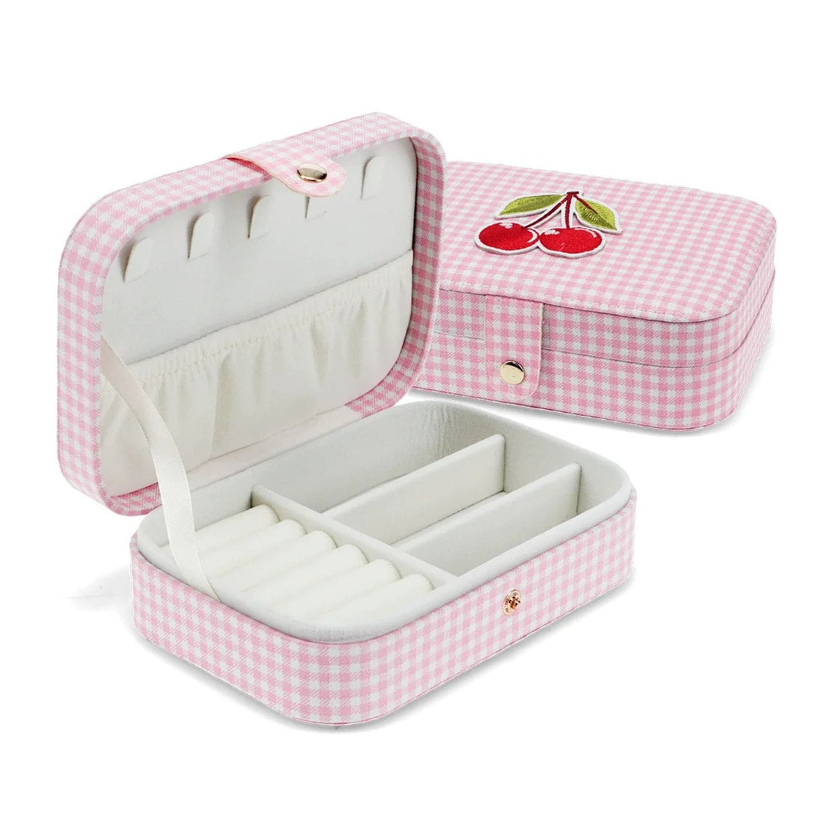 Rex London Girls Accessory Jewellery Box - Pink Gingham Cherry