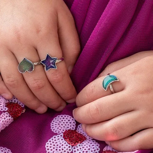 Rex London Girls Accessory Mood Rings (Set of 3) - Heart, Star & Moon