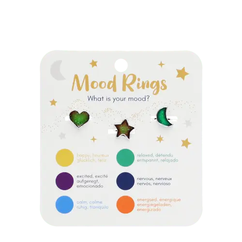 Rex London Girls Accessory Mood Rings (Set of 3) - Heart, Star & Moon