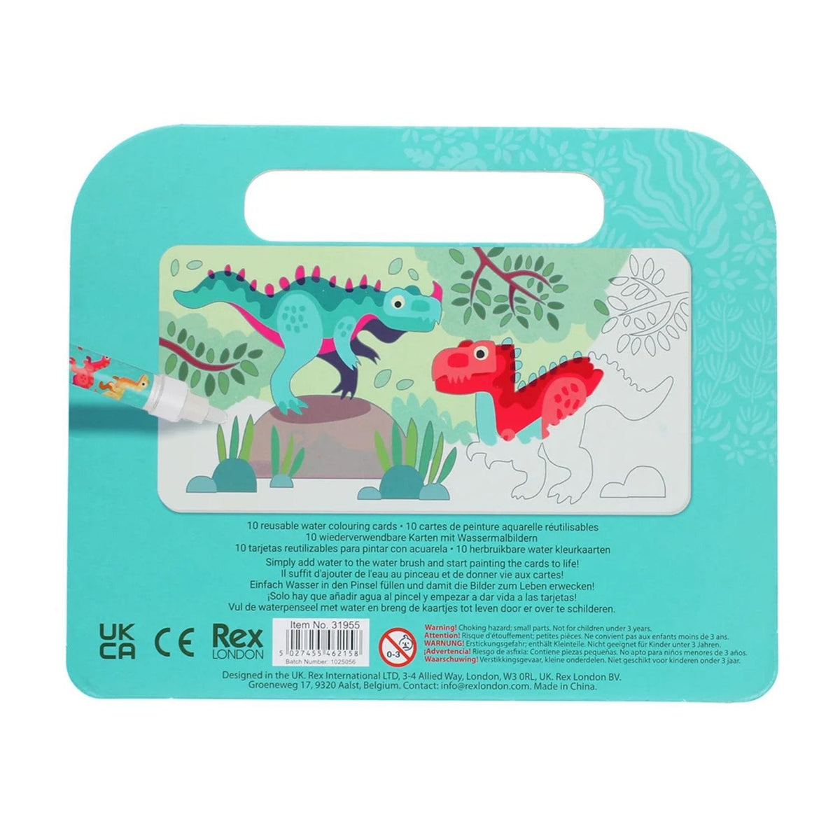 Rex London Magic Water Colouring Cards featuring cute baby dinos, reusable kids’ toy activity set