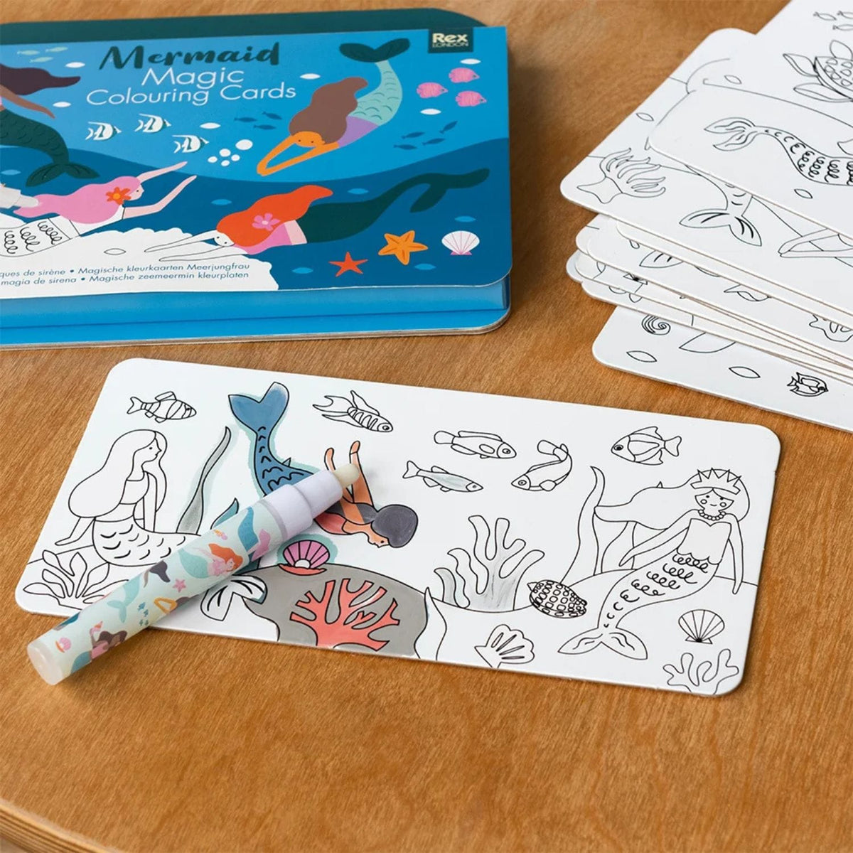Rex London Magic Water Colouring Cards - Mermaid toy set with reusable underwater-themed colouring scenes