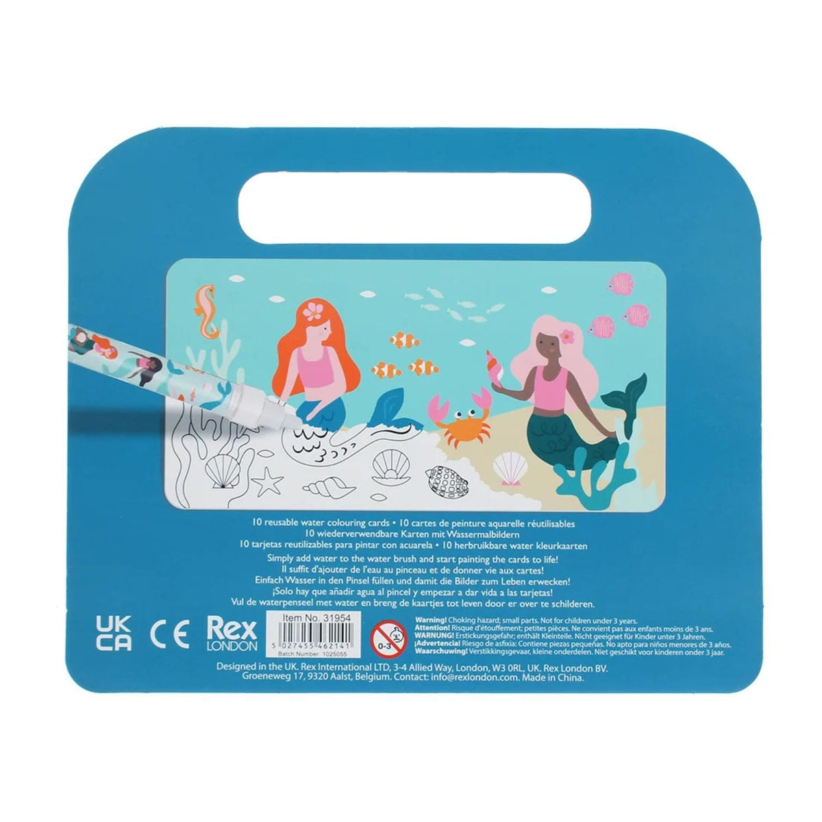 Rex London Magic Water Colouring Cards Mermaid toy set with colourful underwater illustrations