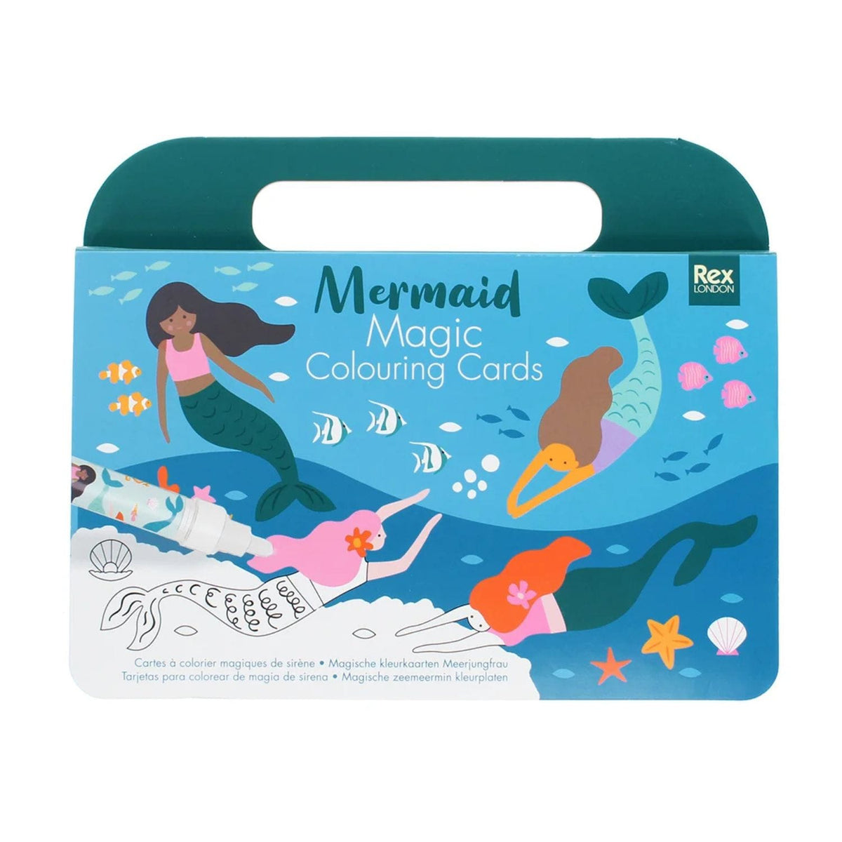 Rex London Magic Water Colouring Cards featuring colourful mermaid designs