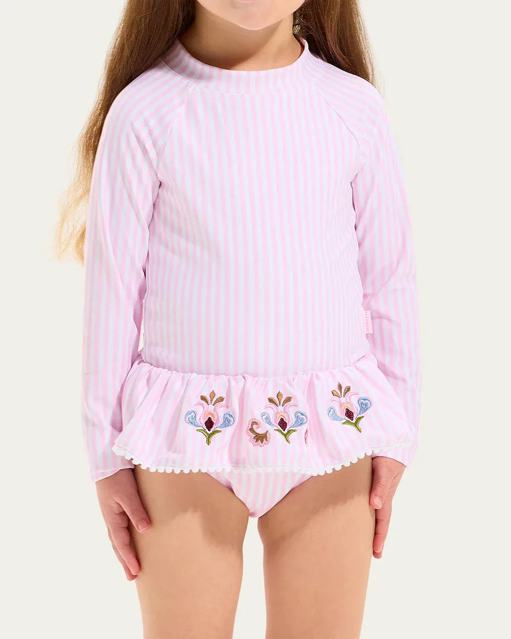 Seafolly Girls Swimwear Stripe Embroidered Paddlesuit