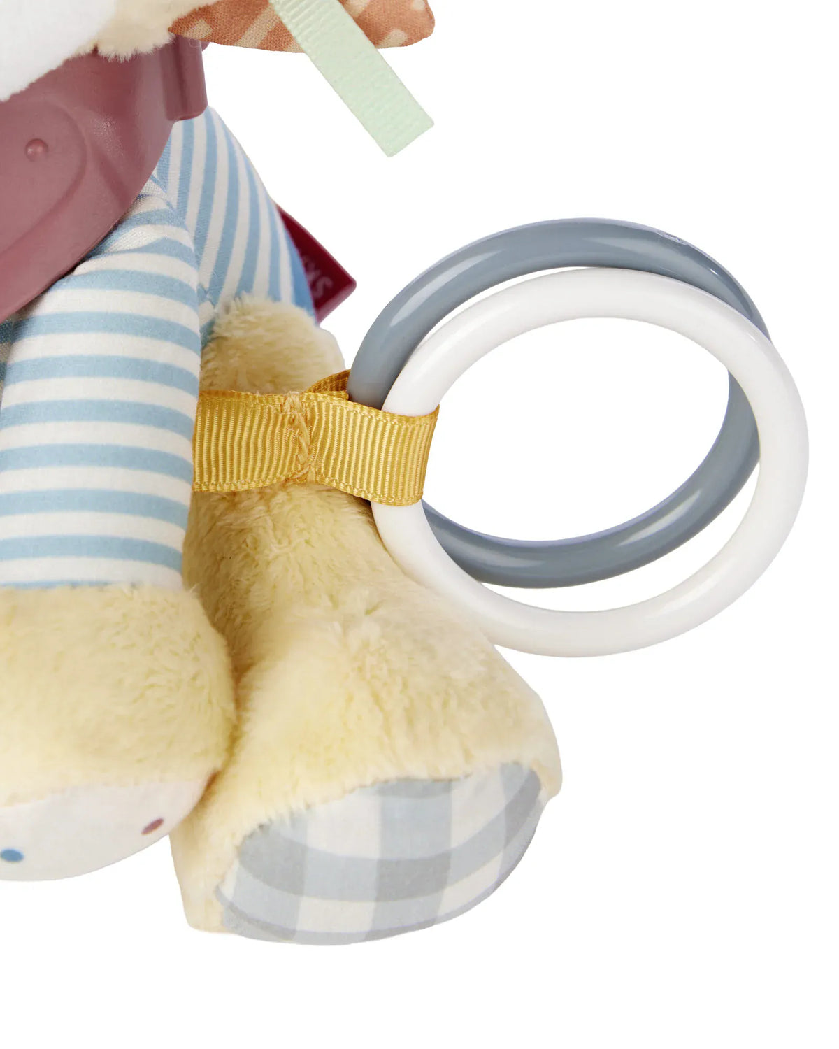 Skip Hop Bandana Buddies Lion activity toy featuring soft fabric, colorful patterns, and engaging textures for babies.