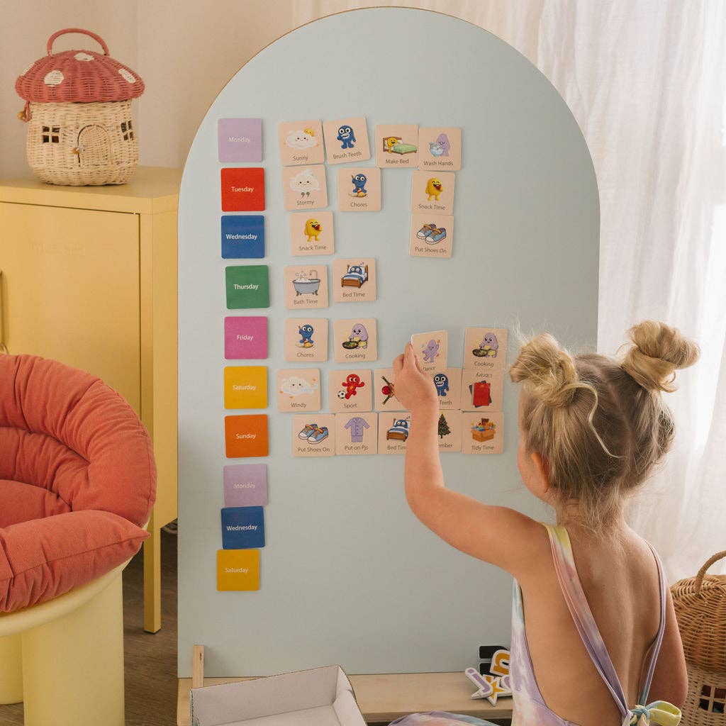 Smartypals magnetic routine set for kids, colorful toy magnets for daily organization and fun activities for children.
