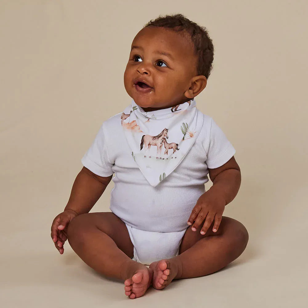 Snuggle Hunny Kids Accessory Bib Wild Horses Organic Dribble Bib