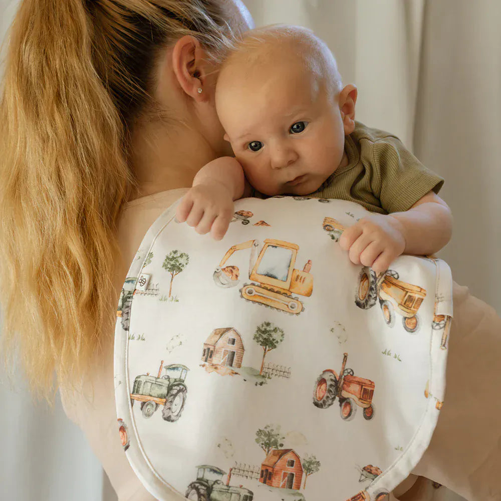 Snuggle Hunny Kids Accessory Feeding Diggers & Tractors Organic Cotton Burp Cloth