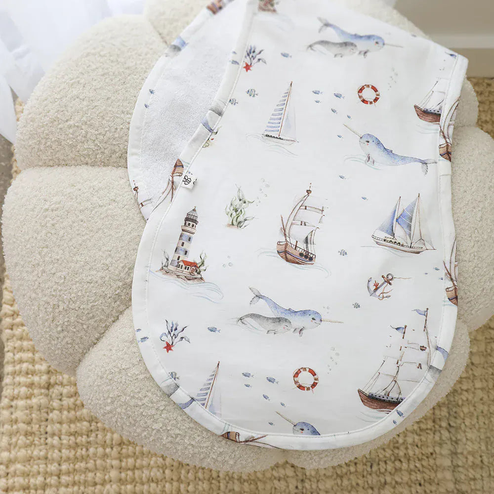 Snuggle Hunny Kids Accessory Feeding Set Sail Organic Cotton Burp Cloth