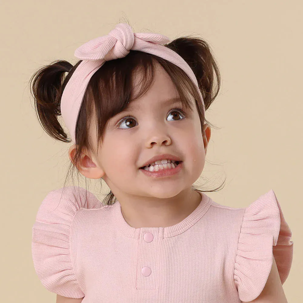 Snuggle Hunny Kids Accessory Hair Baby Pink Ribbed Organic Topknot