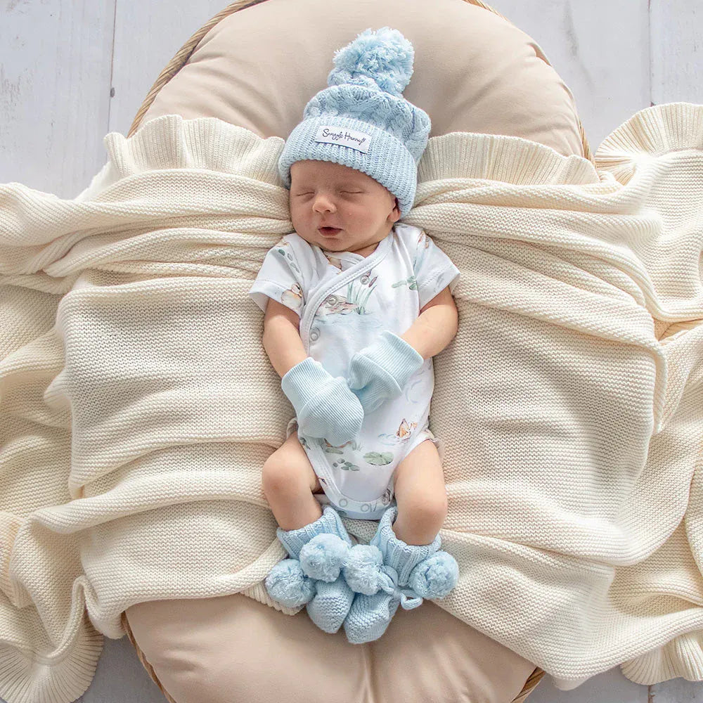 Snuggle Hunny Kids Baby Accessory Baby Blue Organic Cotton Rib Mitten