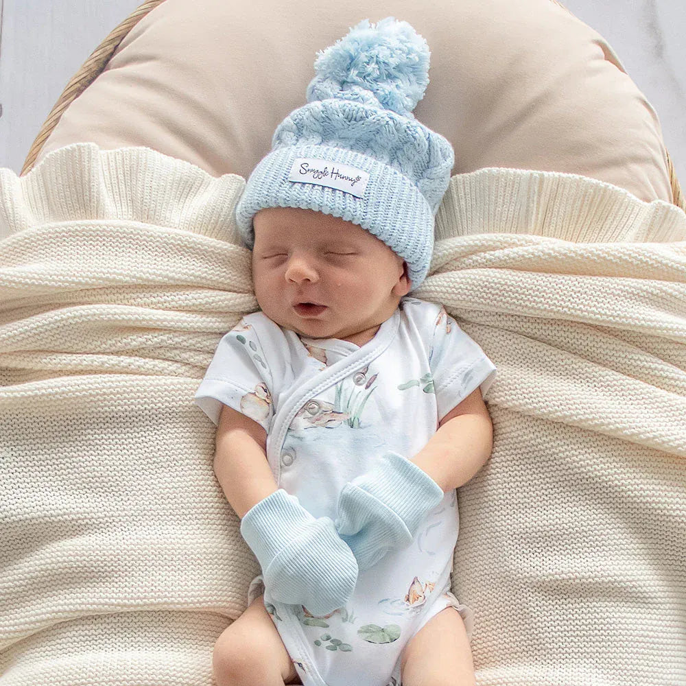 Snuggle Hunny Kids Baby Accessory Baby Blue Organic Cotton Rib Mitten