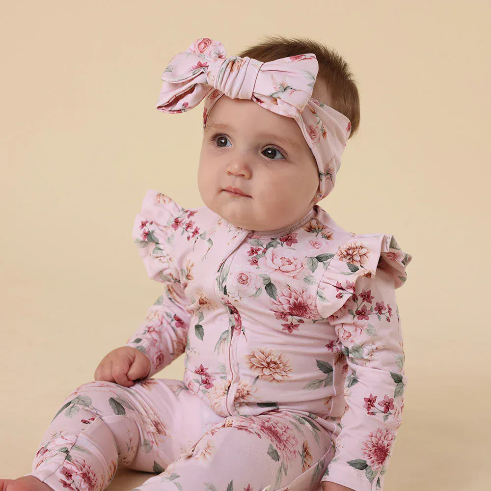 Snuggle Hunny Kids Birds & Blooms Organic Snugglesuit Convertible Romper with Frill