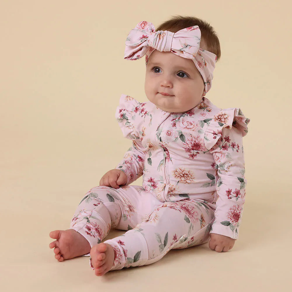 Snuggle Hunny Kids Birds & Blooms Organic Snugglesuit Convertible Romper with Frill