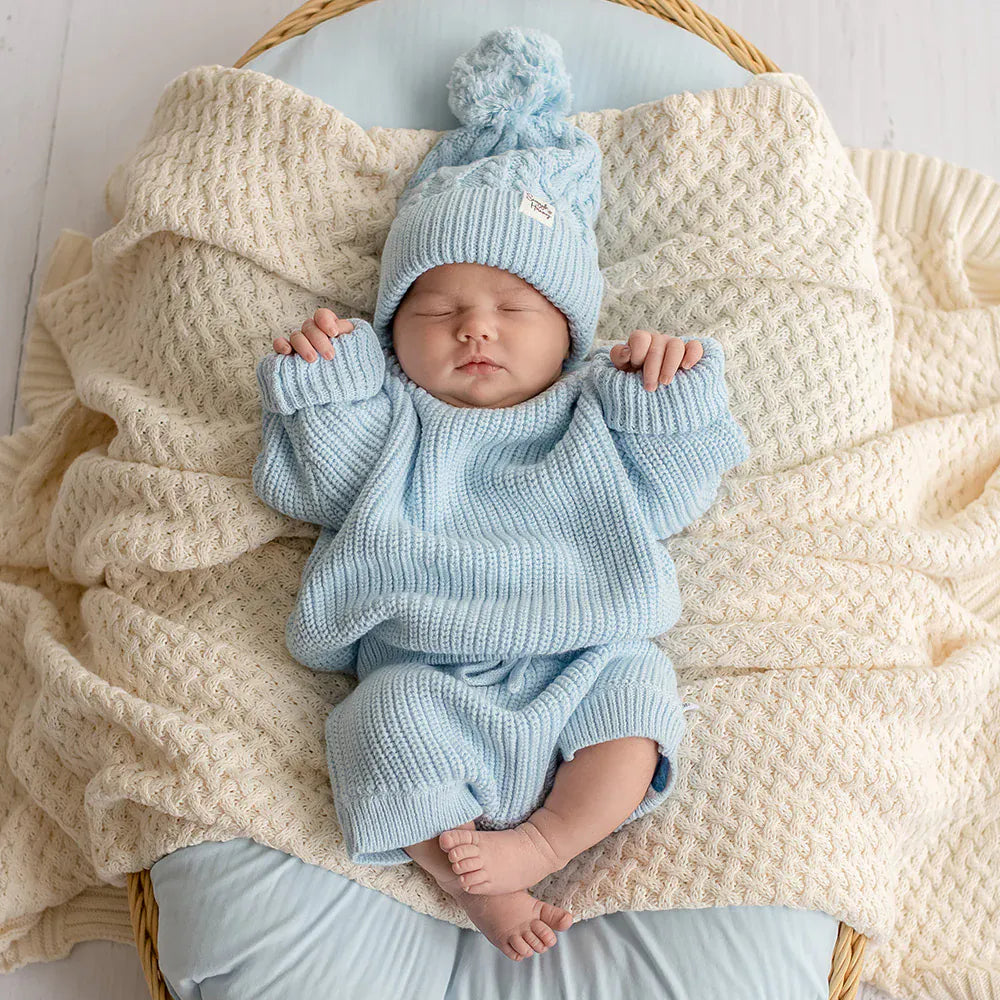 Snuggle Hunny Kids Boys Jumper 3-6M Baby Blue Oversized Cotton Knit Jumper