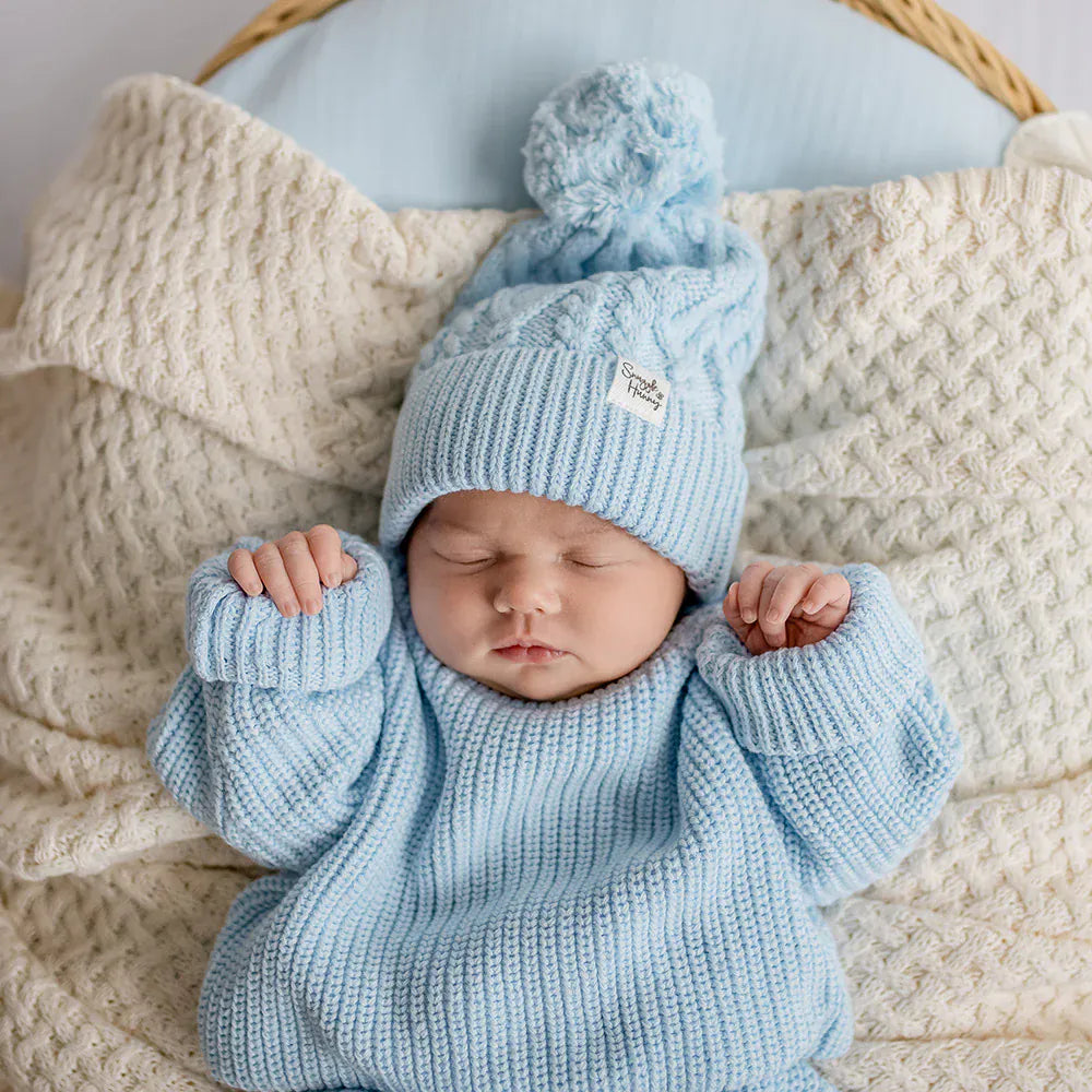 Snuggle Hunny Kids Boys Jumper Baby Blue Oversized Cotton Knit Jumper