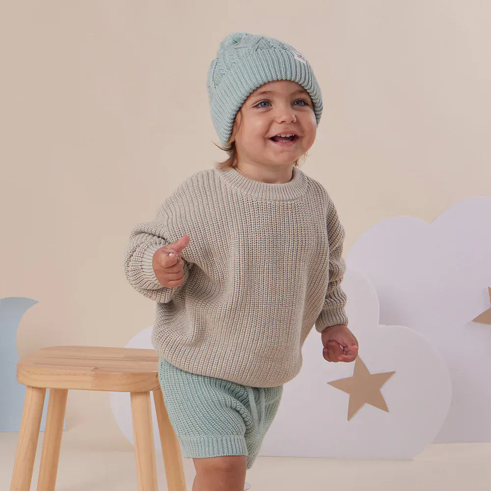 Snuggle Hunny Kids Boys Jumper Pistachio Oversized Cotton Knit Jumper