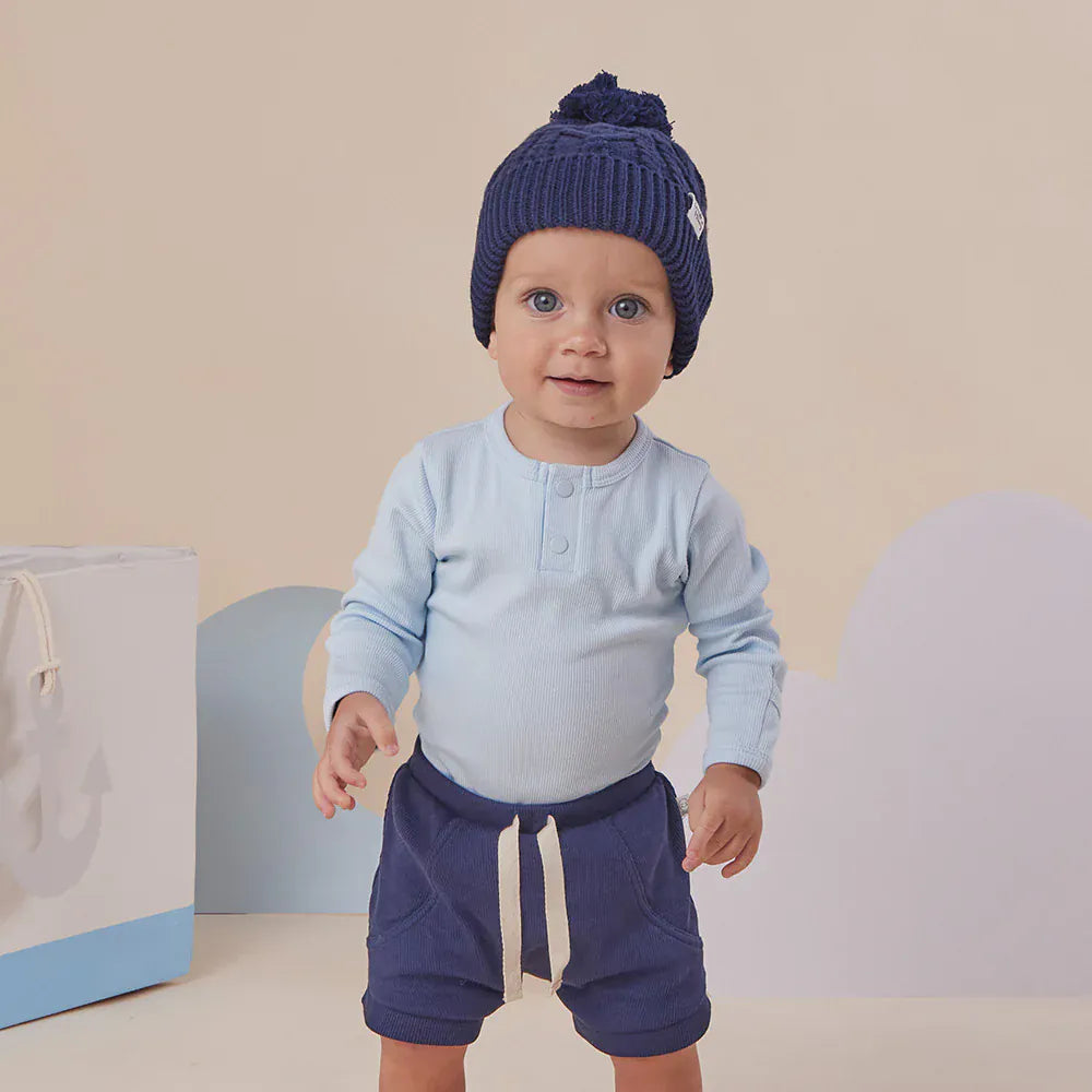 Snuggle Hunny Kids Boys Onesie Baby Blue Long Sleeve Organic Bodysuit
