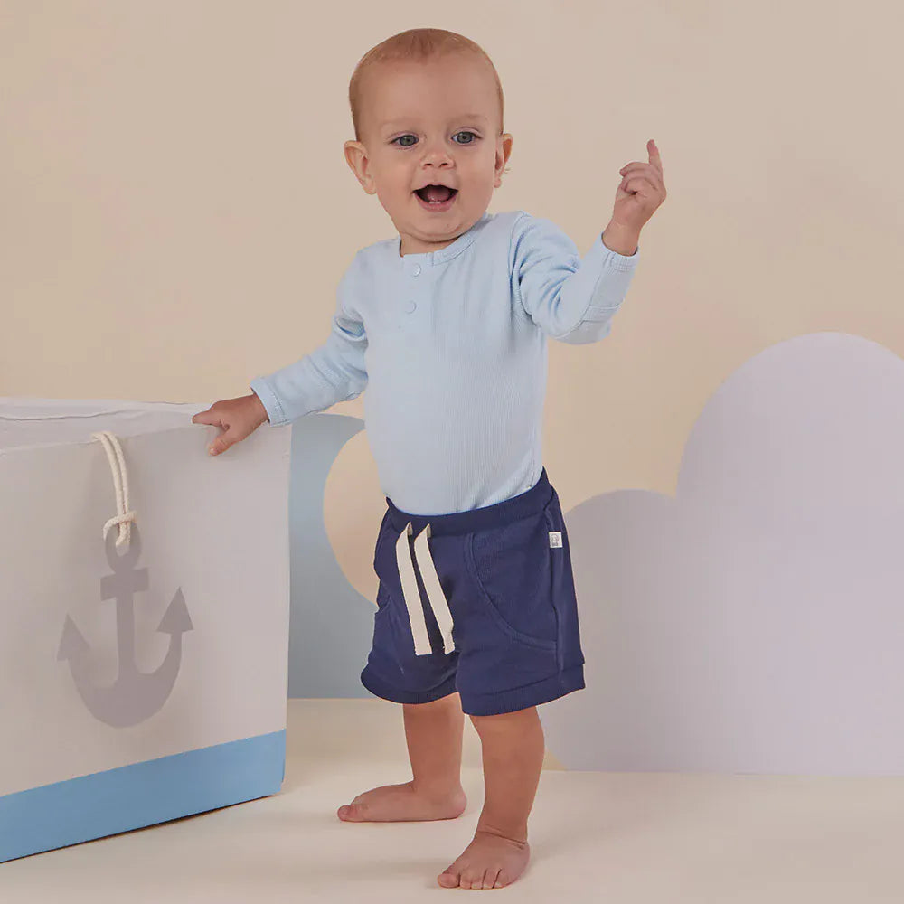 Snuggle Hunny Kids Boys Onesie Baby Blue Long Sleeve Organic Bodysuit