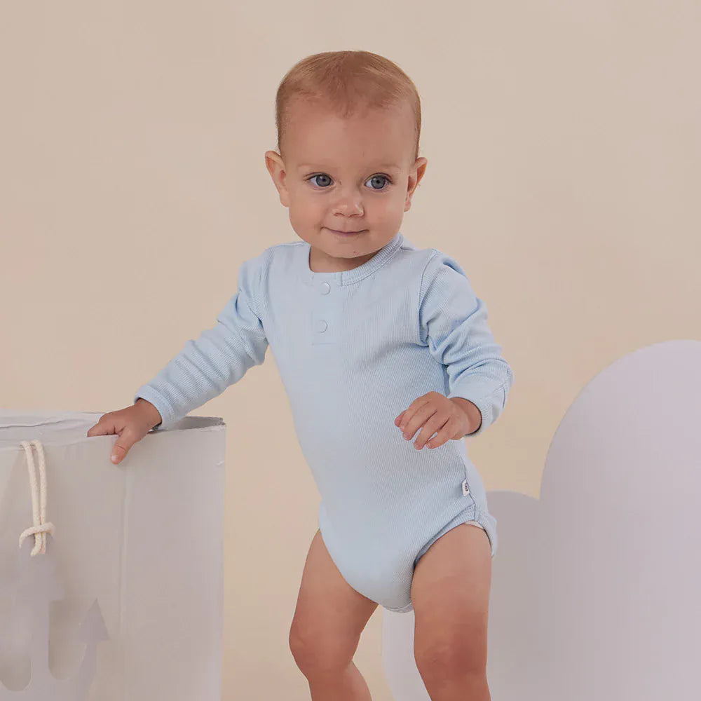 Snuggle Hunny Kids Boys Onesie NB Baby Blue Long Sleeve Organic Bodysuit