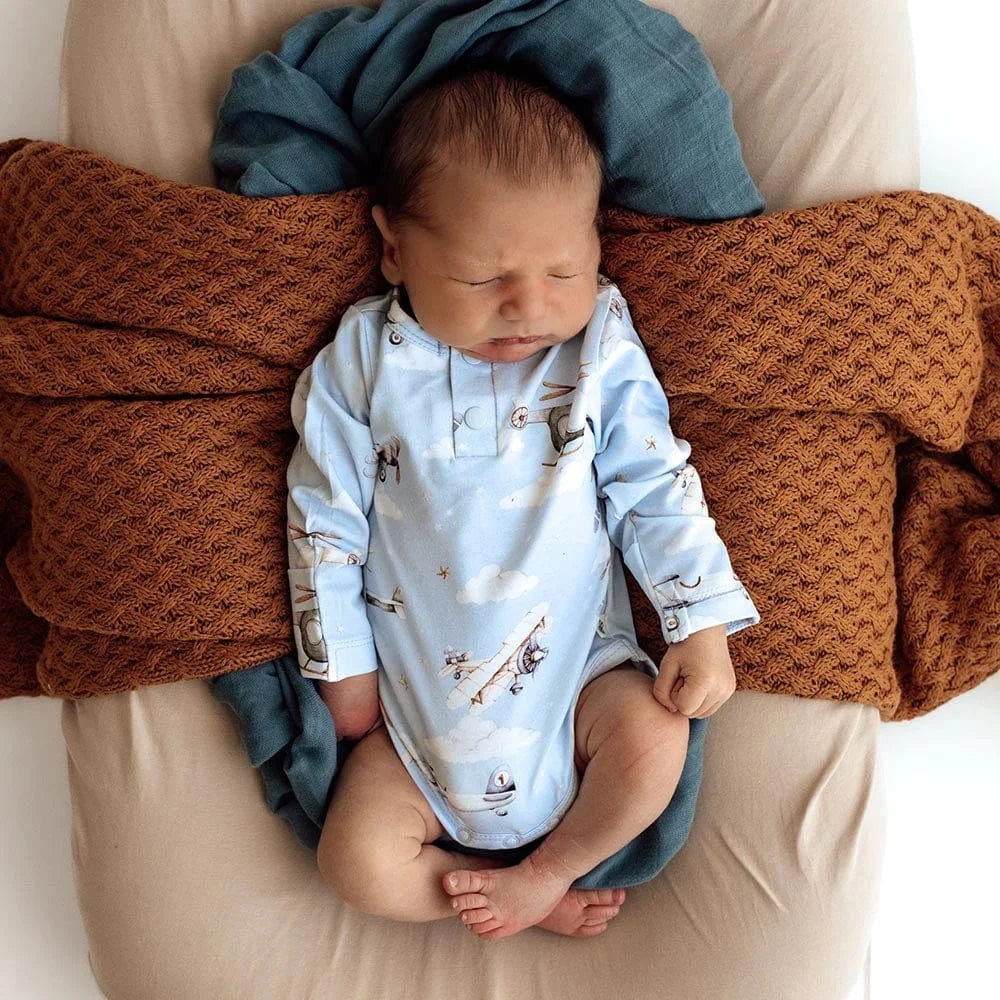 Snuggle Hunny Kids Boys Onesie Taking Flight Long Sleeve Organic Bodysuit