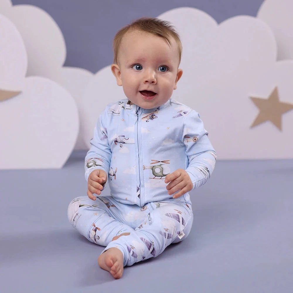 Snuggle Hunny Kids Boys Onesie Taking Flight Organic Snugglesuit Convertible Romper